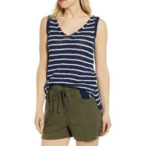 Caslon V-Neck Striped Navy Sweater Tank Top